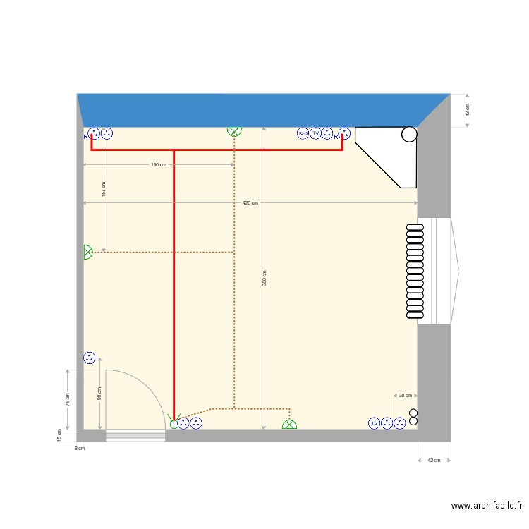 Chambre parents version multiple sans meubles. Plan de 0 pièce et 0 m2