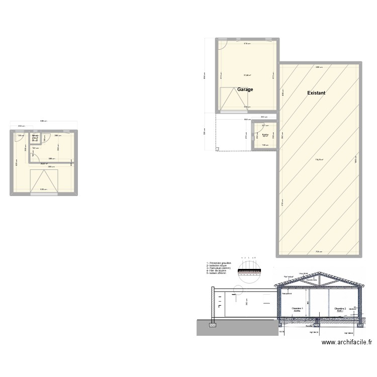 Plan garage Renaud coté. Plan de 4 pièces et 172 m2