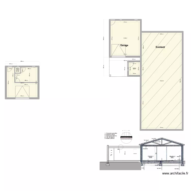 Plan garage Renaud cot&eacute;. Plan de 