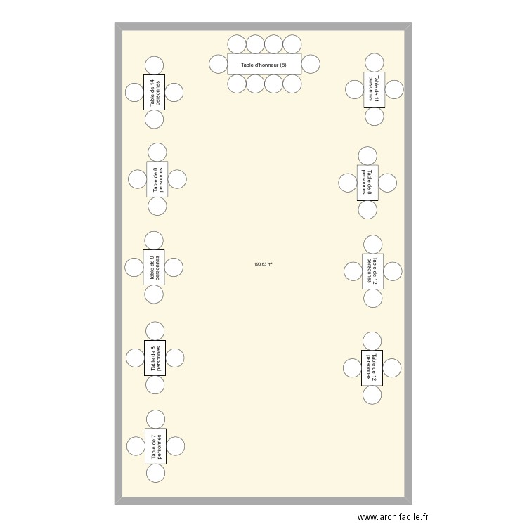 Plan de table 2. Plan de 1 pièce et 191 m2