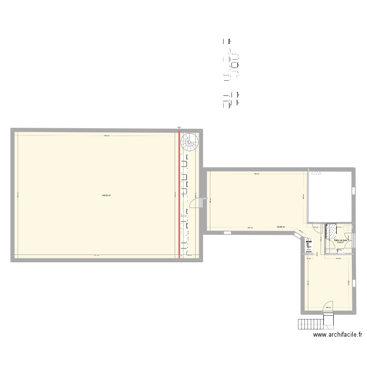 SALLE ETAGE. Plan de 3 pièces et 213 m2