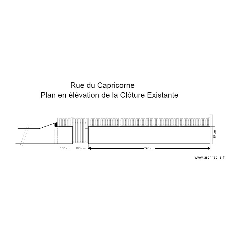 Plan élévation Clôture existante Capricorne. Plan de 0 pièce et 0 m2