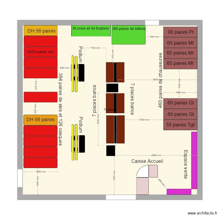 ANNEXE SPORTECH . Plan de 1 pièce et 73 m2