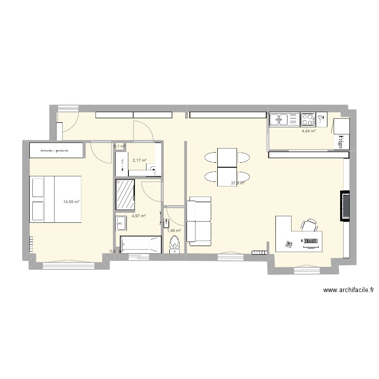 Pierre-Yves V4. Plan de 8 pièces et 66 m2