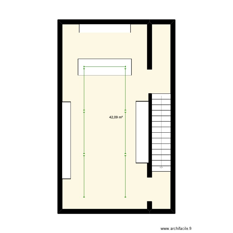 Flon Commercial. Plan de 1 pièce et 42 m2