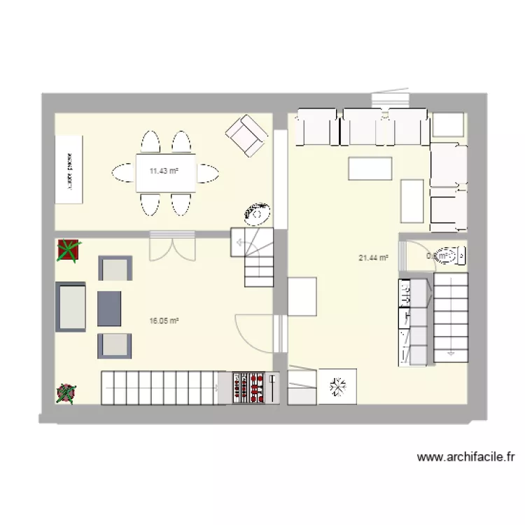 1ermicanosam&eacute;nag&eacute;DIMENSIONSavec pi&egrave;ces et wcdv. Plan de 