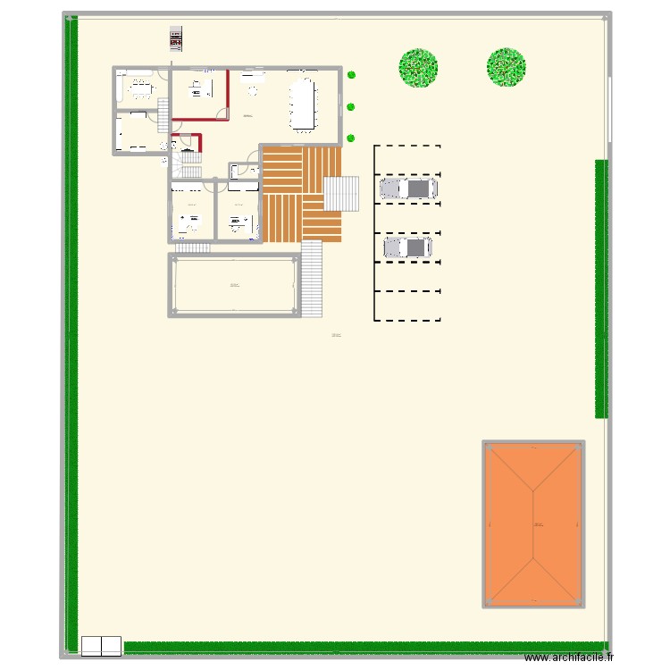 vue d'ensemble avec les extérieurs. Plan de 7 pièces et 2284 m2