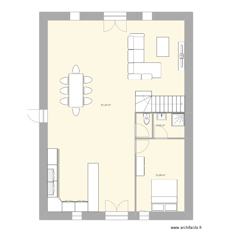 ecurie valgros. Plan de 3 pièces et 99 m2