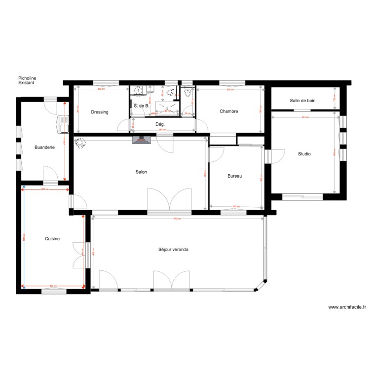 Picholine Existant. Plan de 0 pièce et 0 m2