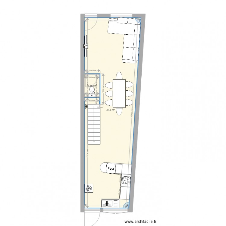 Tilh RC. Plan de 2 pièces et 39 m2