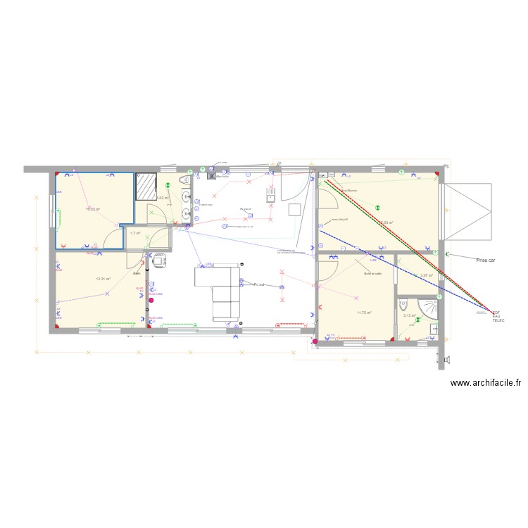 schéma architectural elec St Cezaire. Plan de 0 pièce et 0 m2