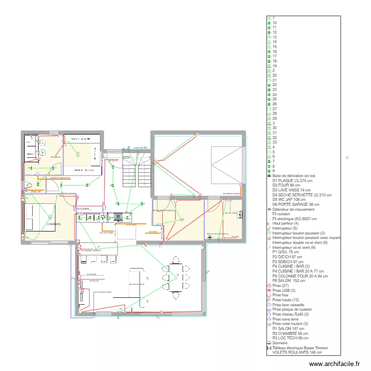 MENETRU PLAN ELEC GENERAL LIGNE  RDC2. Plan de 