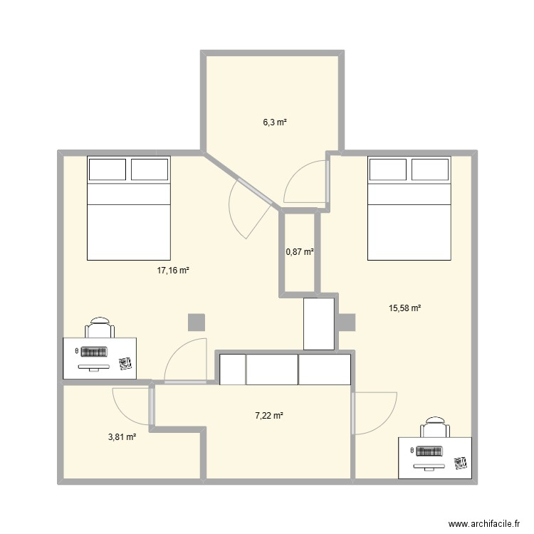 Delécolle . Plan de 6 pièces et 51 m2