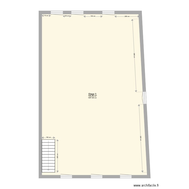 Etage 3 IDR Boutiers. Plan de 1 pièce et 106 m2