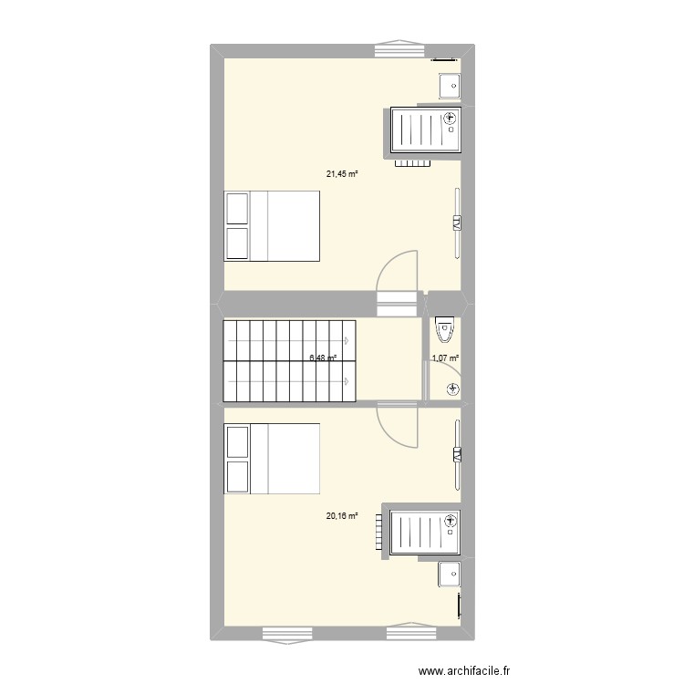Creances premier. Plan de 4 pièces et 49 m2