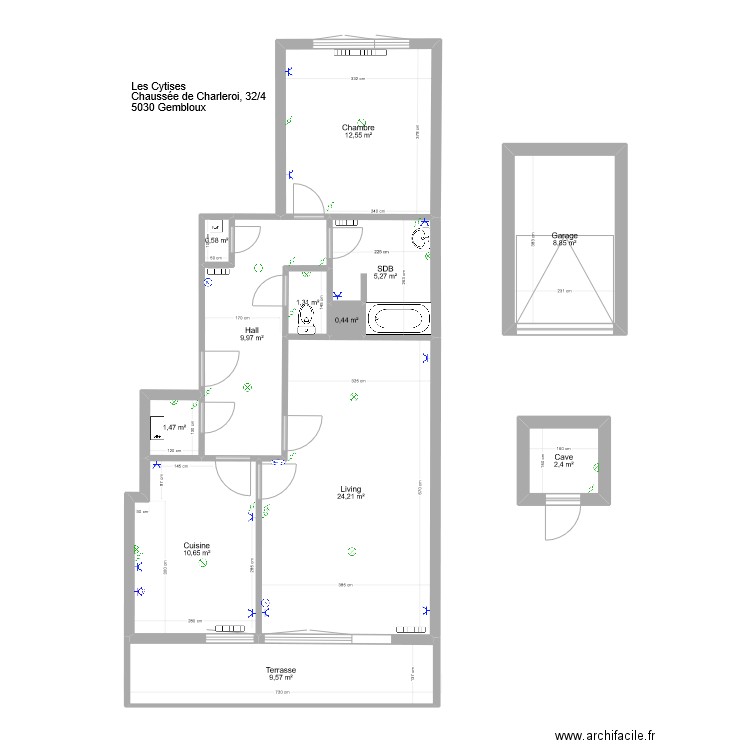 Cytises. Plan de 12 pièces et 87 m2