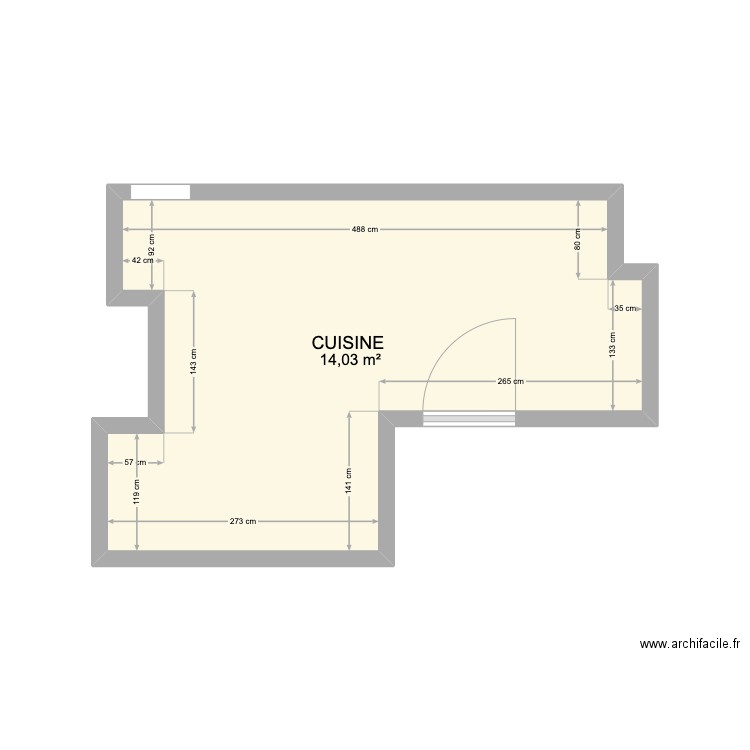 PLAN PROJET CUISINE PROTECTION CIVILE. Plan de 1 pièce et 14 m2