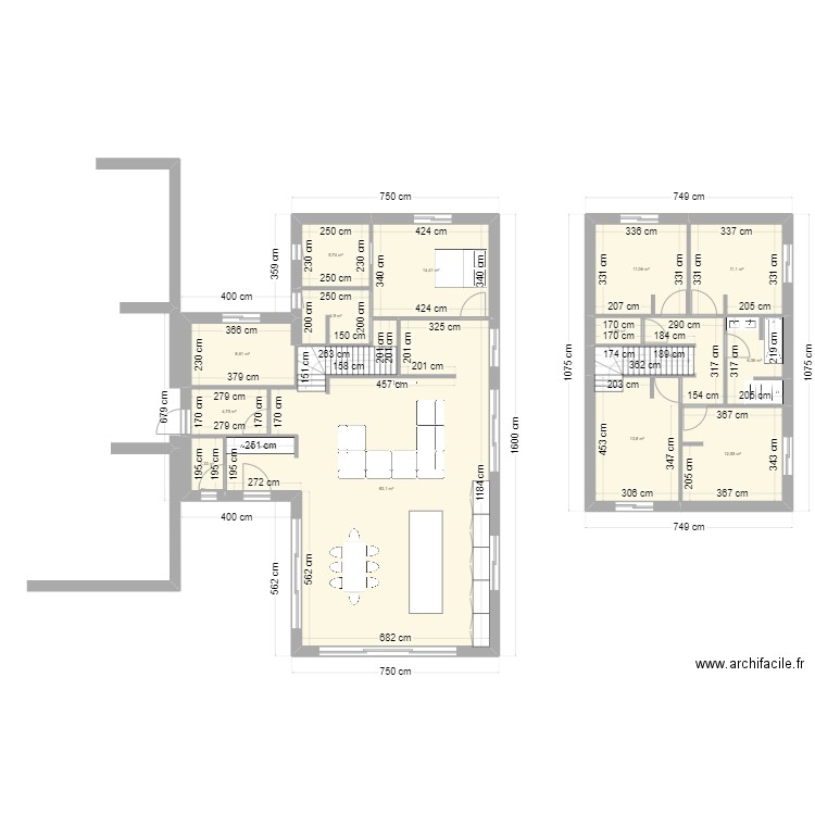plan st. Plan de 15 pièces et 192 m2