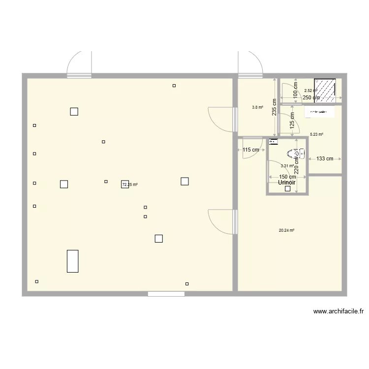 plan RDC 1 seul toilette sans escalier. Plan de 