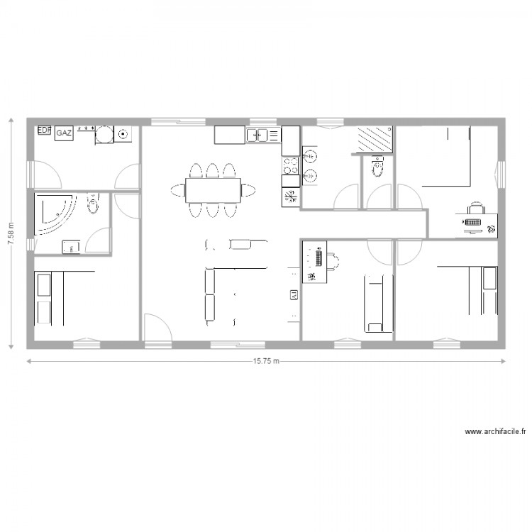 Projet maison bois bis. Plan de 0 pièce et 0 m2