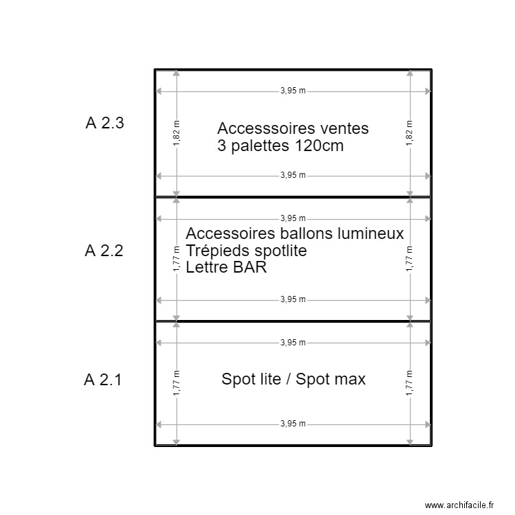 A 2. Plan de 3 pièces et 21 m2