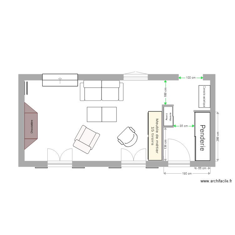 Salon et entrée V1. Plan de 0 pièce et 0 m2