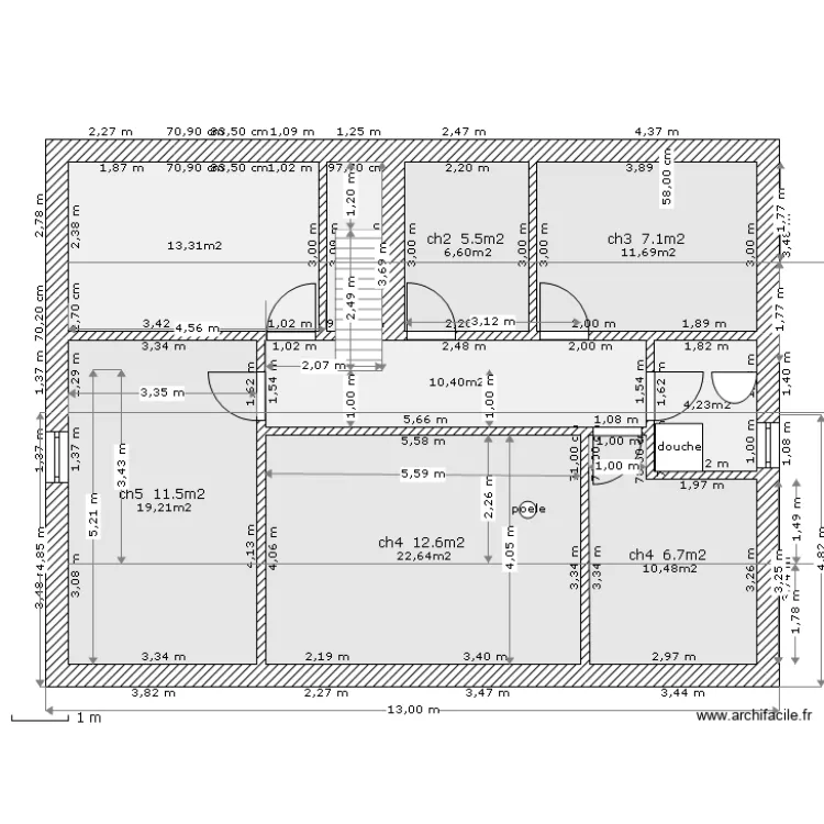 &eacute;tage du rdc86m2 (s pl 56.5m2). Plan de 
