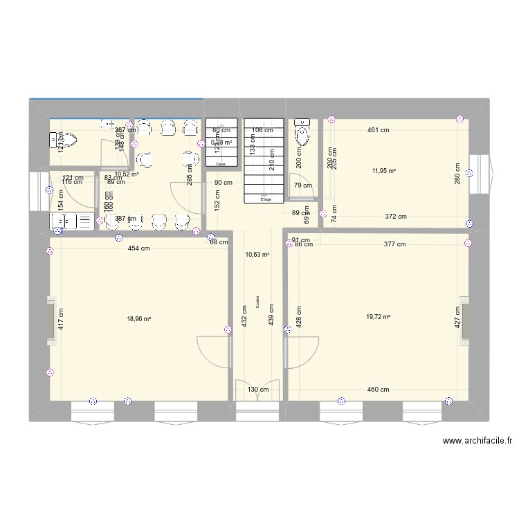 Création bureaux. Plan de 6 pièces et 73 m2