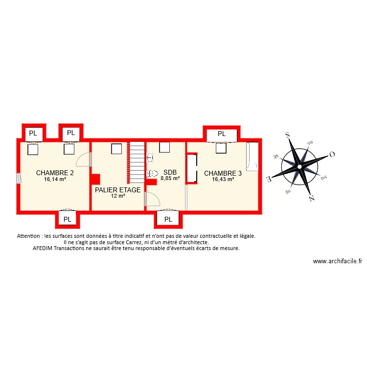 BI 7783 ETAGE. Plan de 11 pièces et 57 m2