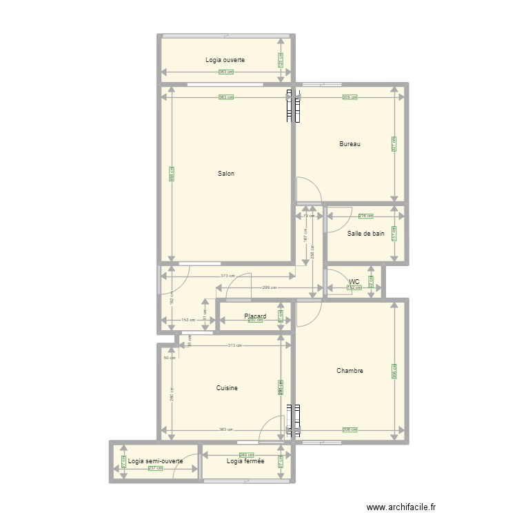 hhh. Plan de 11 pièces et 72 m2