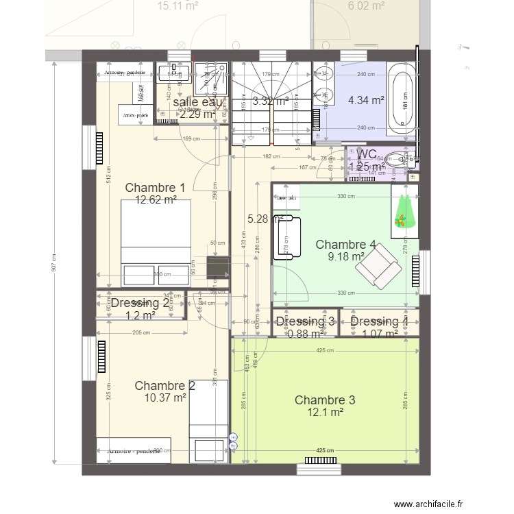 Gabiniere SEH. Plan de 24 pièces et 170 m2