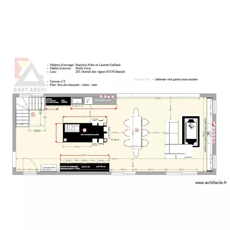 Plan cuisine salon projet Gaillard Poles 4. Plan de Plan cuisine salon projet Gaillard Poles 4. Plan de