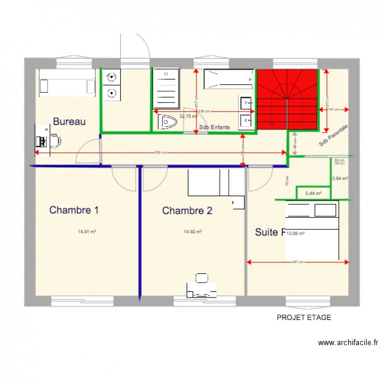 Plan maison Etage sans Buanderie chambre seth. Plan de 0 pièce et 0 m2