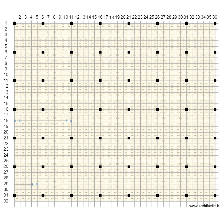 maillage RDC. Plan de 1085 pièces et 2918 m2