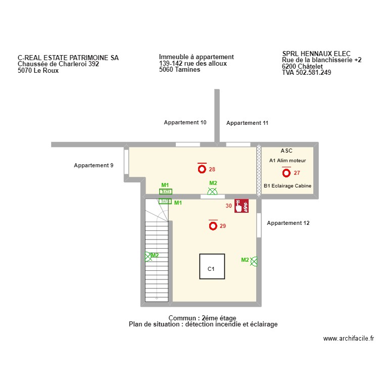 tamines c2eme. Plan de 3 pièces et 63 m2