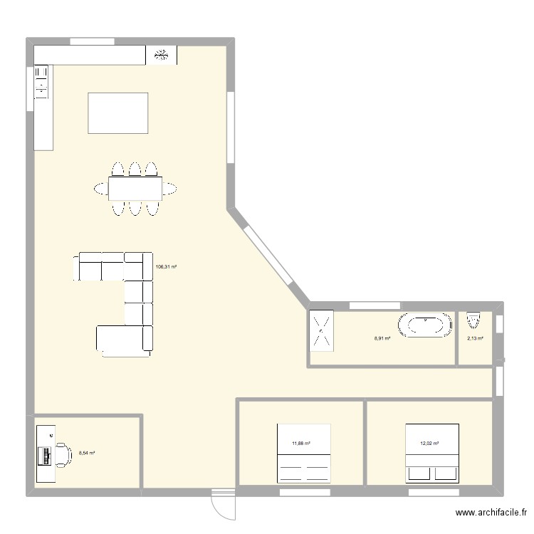 maison. Plan de 6 pièces et 150 m2