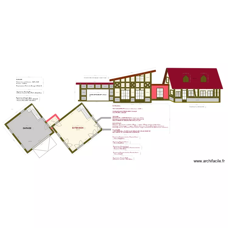 PROJET 7 SAPIL MODIFIE ASPECT EXTERIEUR EXTENSION ET GARAGE. Plan de 