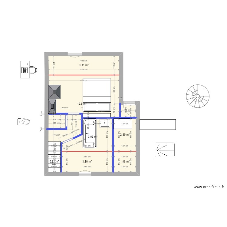 ETAGE DIEPPE. Plan de 7 pièces et 29 m2