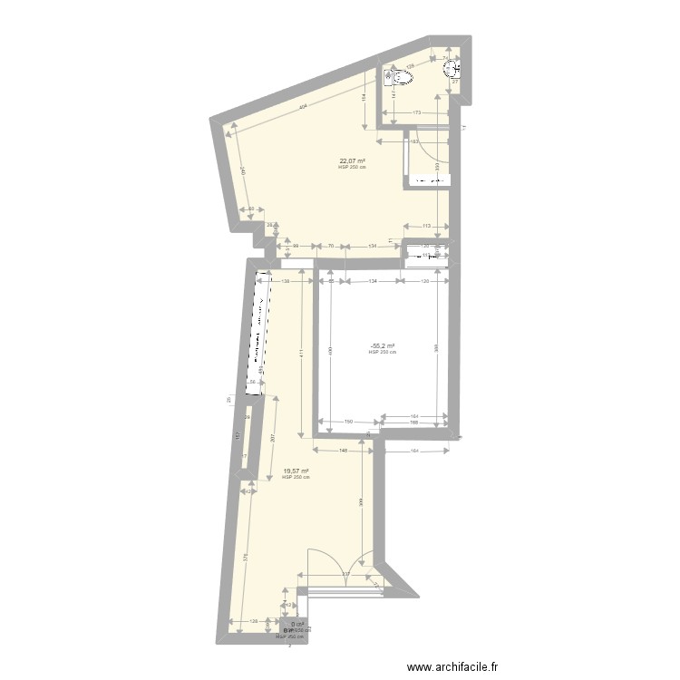 centre la louvière  2. Plan de 5 pièces et 54 m2