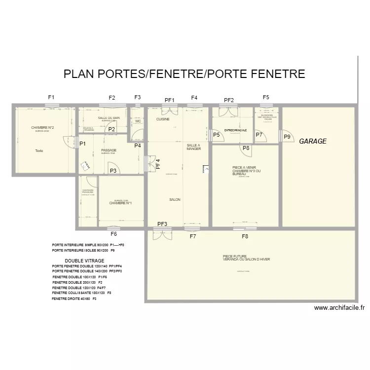 PLAN ET MONENCLATURE FENETRE ET PORTE FENETRE. Plan de PLAN ET MONENCLATURE FENETRE ET PORTE FENETRE. Plan de
