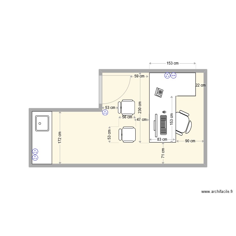 plan sicard. Plan de 1 pièce et 14 m2