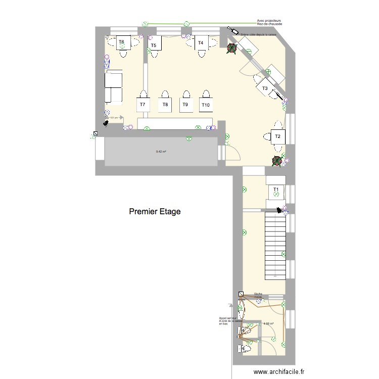 Pâtisserie meubles salon de thé. Plan de 0 pièce et 0 m2