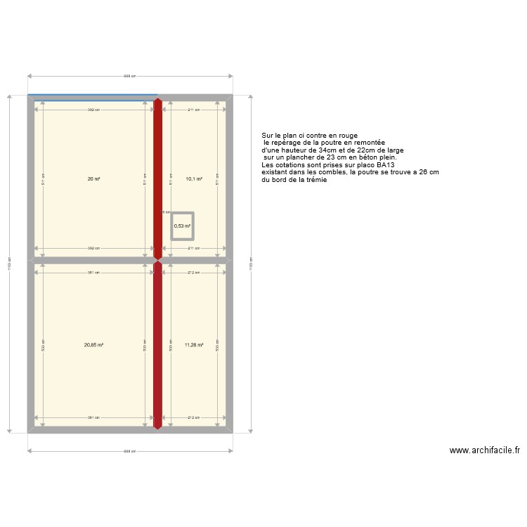 Comble GARCIA. Plan de 5 pièces et 63 m2