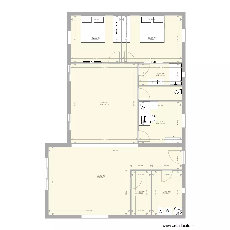 coult 1 meuble. Plan de 