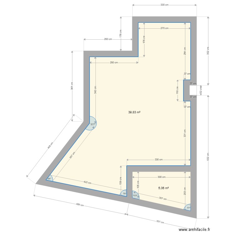 PLAN GENERAL SURELEVATION MURS 30 PICCOLINA . Plan de 2 pièces et 45 m2