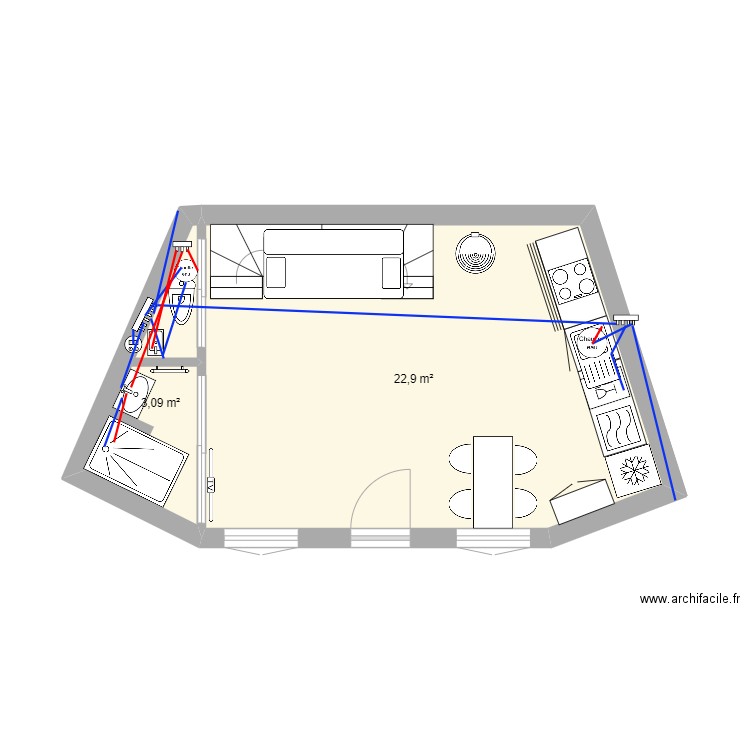 Pagotin-2. Plan de 2 pièces et 26 m2
