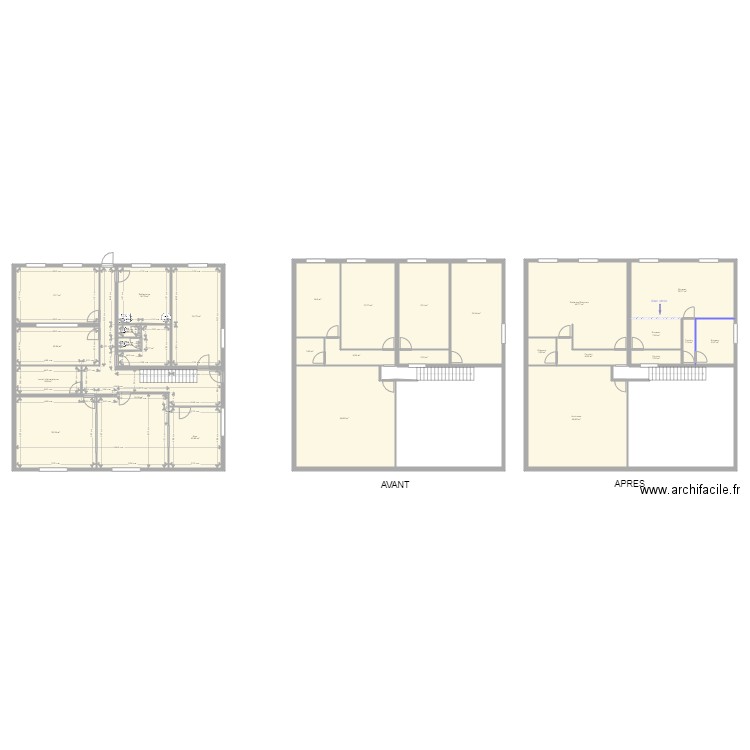 avant après modification étage Lépine AL. Plan de 0 pièce et 0 m2