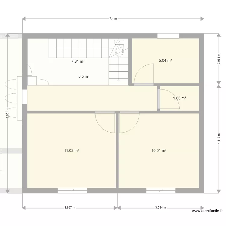 maison en longeur. Plan de 