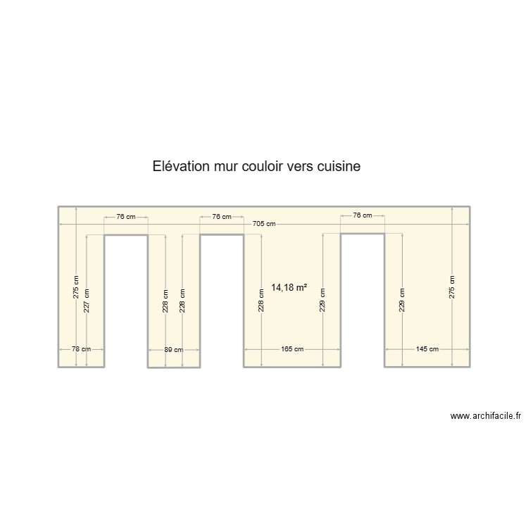 Gauthier vue cloison cuisine projet v3. Plan de 1 pièce et 14 m2