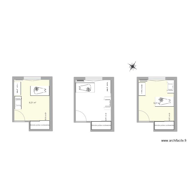 Chambre bébé 1 - bureau. Plan de 3 pièces et 28 m2